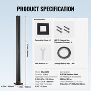 Glass Clamp 37.4" H Railing Bracket for 0.39 "-0.47 " Glass Black Black V952-BLLGZHS95CM1MKWL1V0