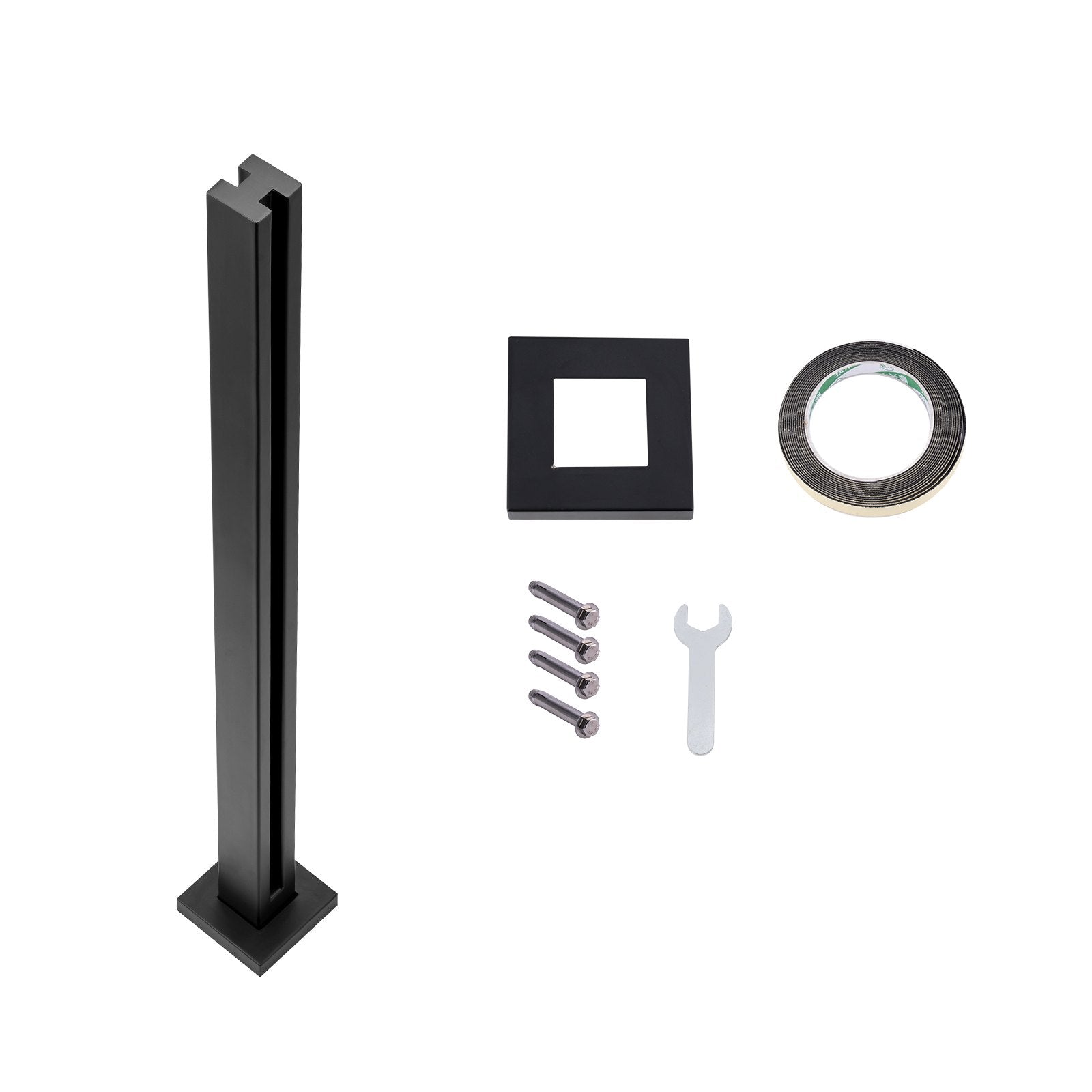 Glass Clamp 37.4" H Railing Bracket for 0.39 "-0.47 " Glass Black Black V952-BLLGZHS95CM1MKWL1V0