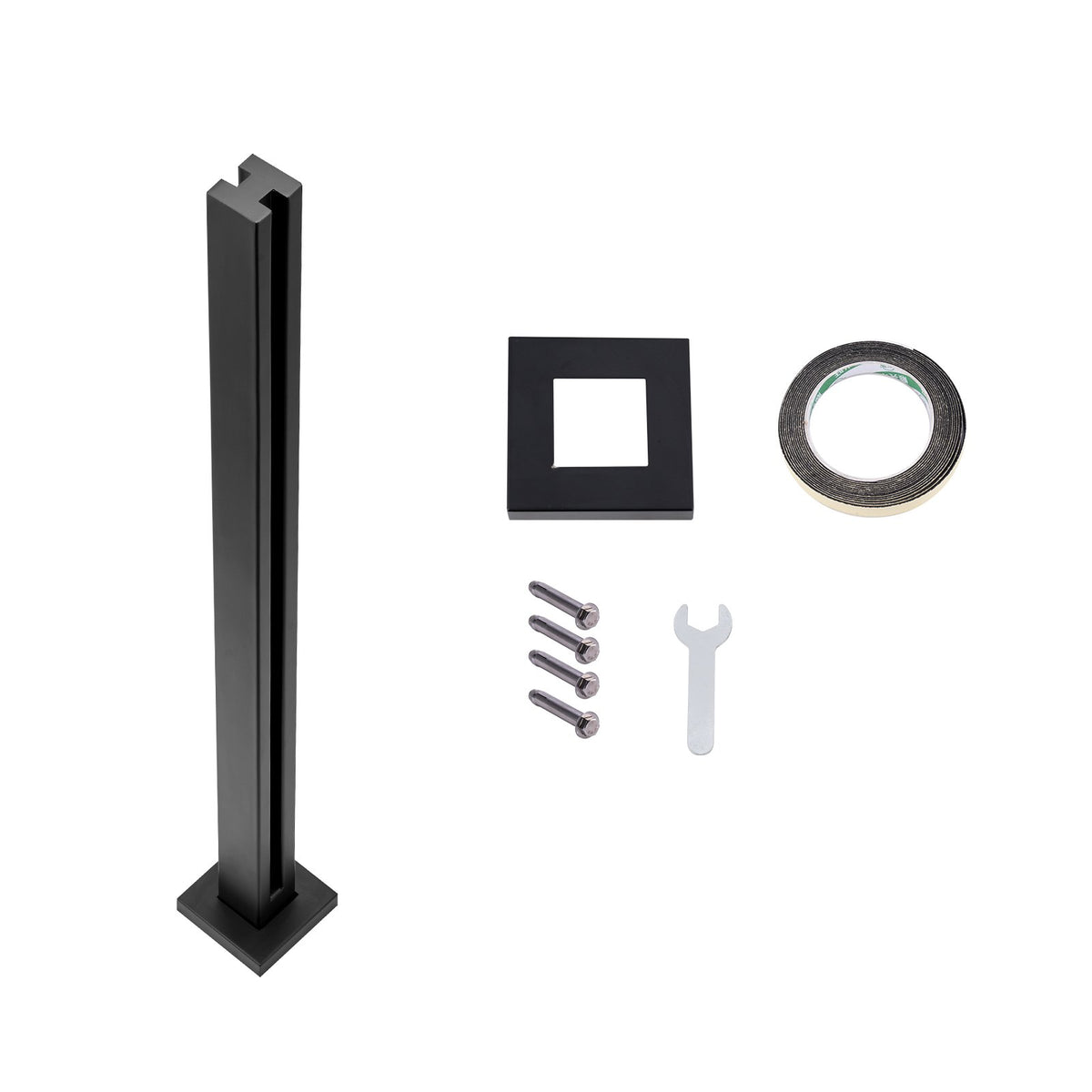 Glass Clamp 37.4" H Railing Bracket for 0.39 "-0.47 " Glass Black Black V952-BLLGZHS95CM1MKWL1V0