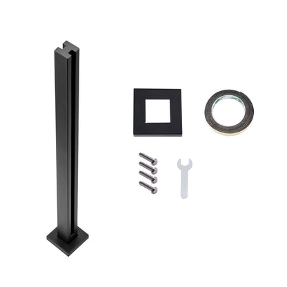 Glass Clamp 37.4" H Railing Bracket for 0.39 "-0.47 " Glass Black Black V952-BLLGZHS95CM1MKWL1V0