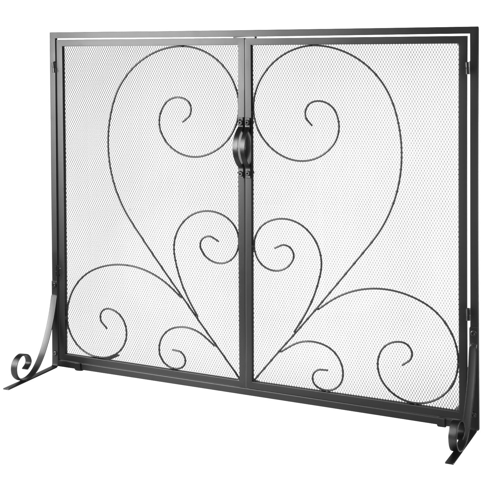 990x802MM Fireplace Screen 2-Panel Iron Mesh Spark Guard Vintage Black V952-BLMHSFG3545I88ME6V0