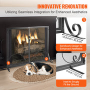 990x802MM Fireplace Screen 2-Panel Iron Mesh Spark Guard Vintage Black V952-BLMHSFG3545I88ME6V0