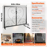 990x802MM Fireplace Screen 2-Panel Iron Mesh Spark Guard Vintage Black V952-BLMHSFG3545I88ME6V0