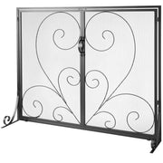 990x802MM Fireplace Screen 2-Panel Iron Mesh Spark Guard Vintage Black V952-BLMHSFG3545I88ME6V0