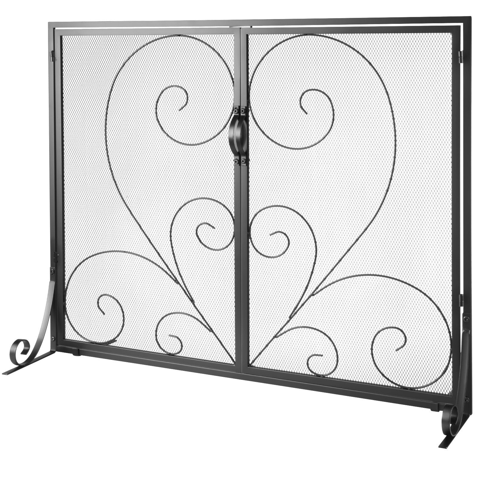 990x802MM Fireplace Screen 2-Panel Iron Mesh Spark Guard Vintage Black V952-BLMHSFG3545I88ME6V0