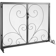 990x802MM Fireplace Screen 2-Panel Iron Mesh Spark Guard Vintage Black V952-BLMHSFG3545I88ME6V0