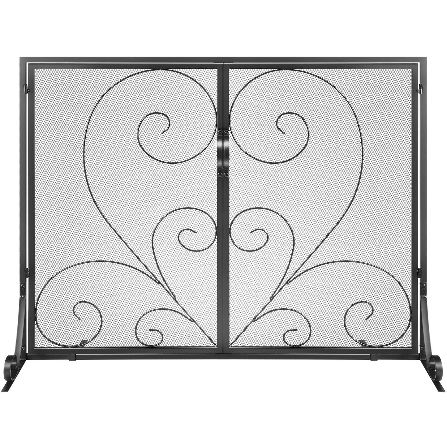 990x802MM Fireplace Screen 2-Panel Iron Mesh Spark Guard Vintage Black V952-BLMHSFG3545I88ME6V0
