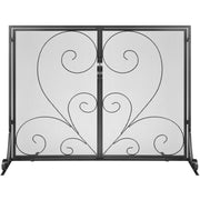 990x802MM Fireplace Screen 2-Panel Iron Mesh Spark Guard Vintage Black V952-BLMHSFG3545I88ME6V0