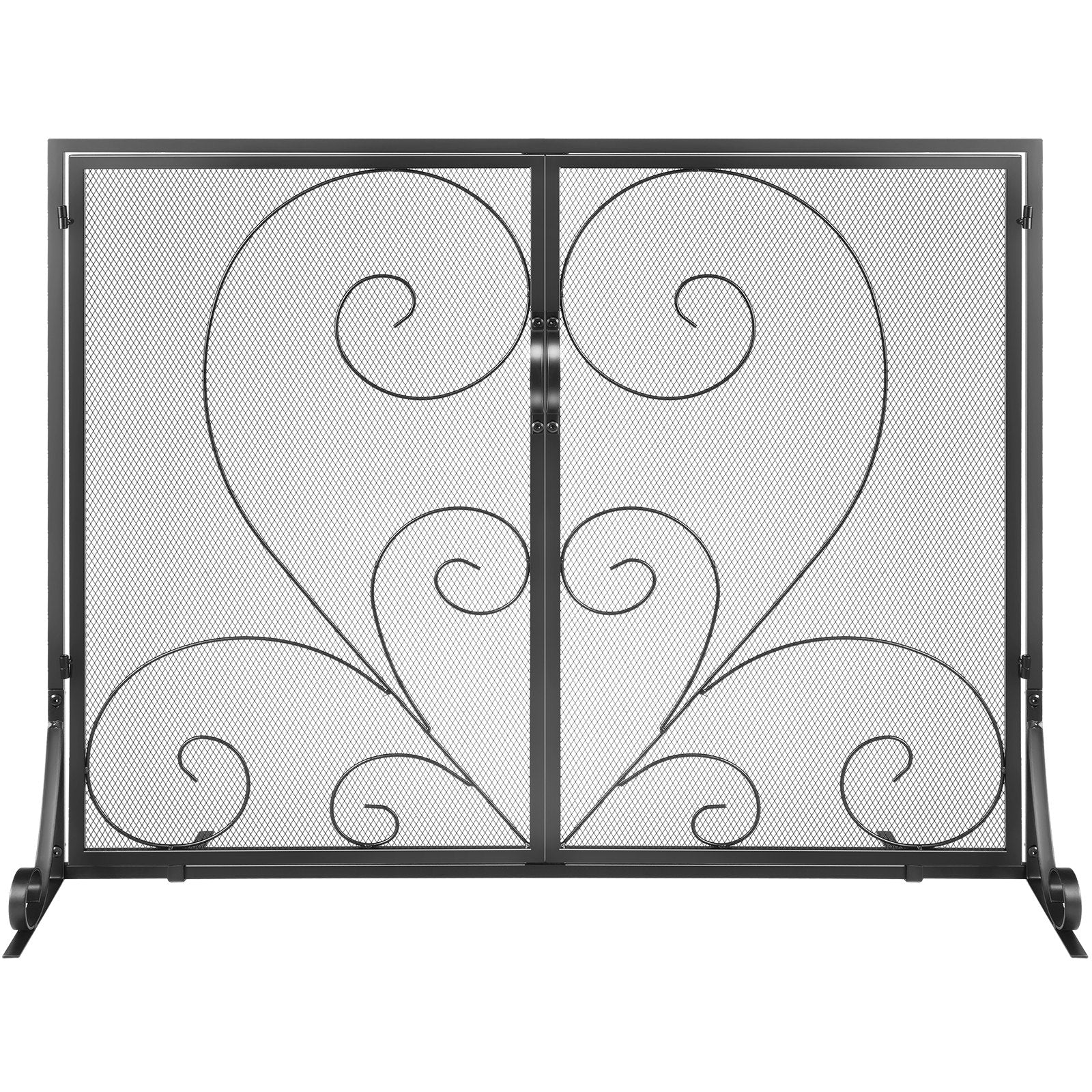 990x802MM Fireplace Screen 2-Panel Iron Mesh Spark Guard Vintage Black V952-BLMHSFG3545I88ME6V0