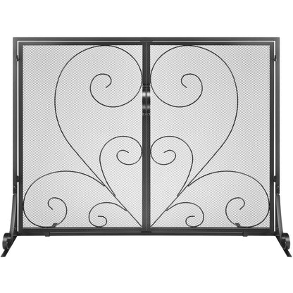 990x802MM Fireplace Screen 2-Panel Iron Mesh Spark Guard Vintage Black V952-BLMHSFG3545I88ME6V0