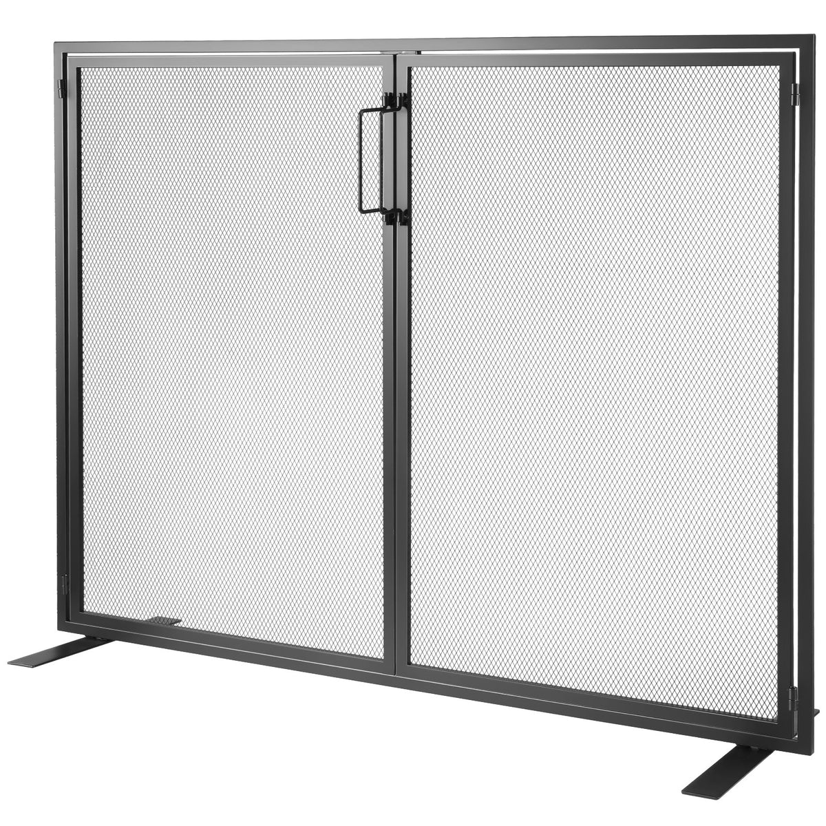 Fireplace Screen 1 Panel with Door, Sturdy Iron Mesh Fireplace Screen, 990(L) x780(H)MM Spark Guard Cover, V952-BLMHSJY3545I44JO4V0