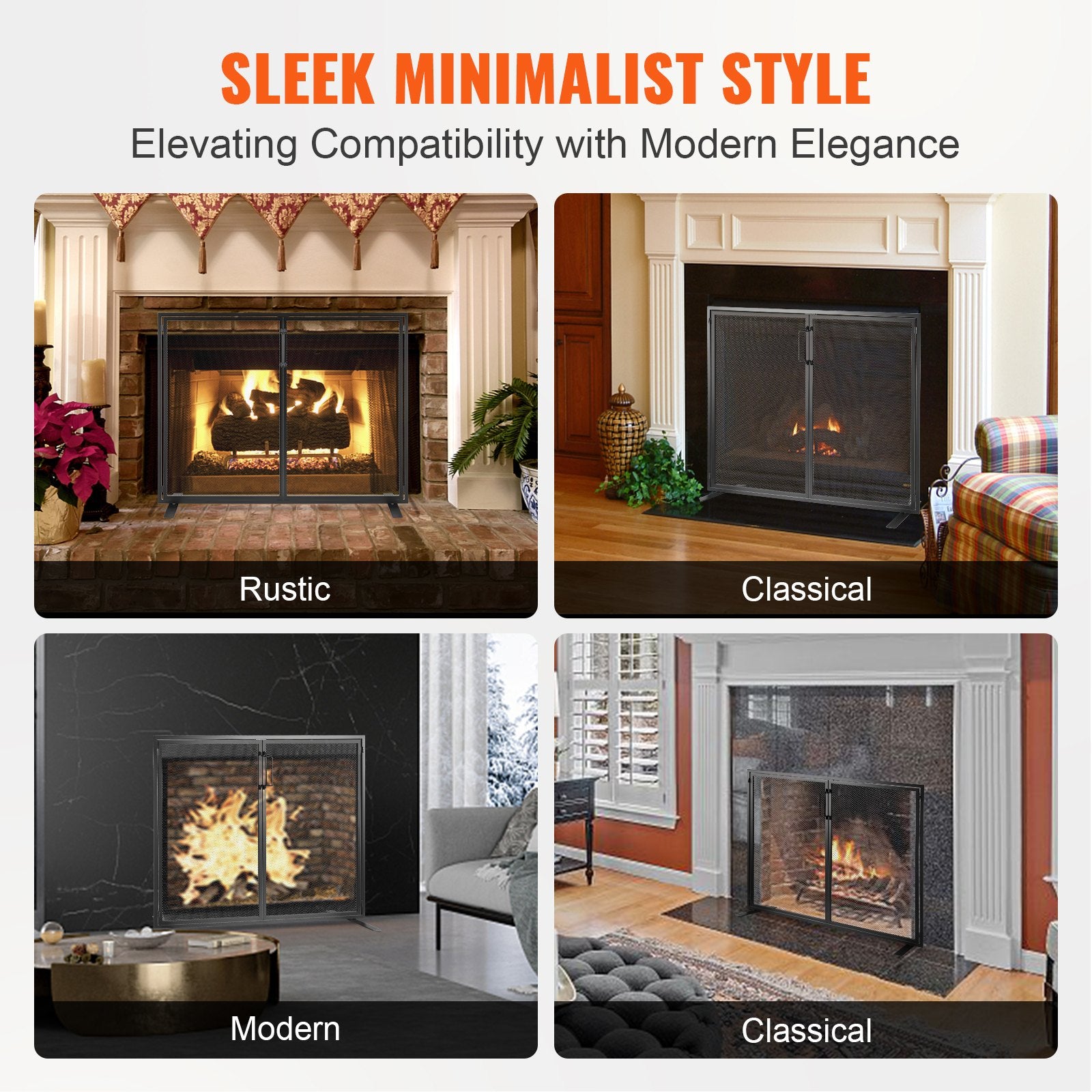 Fireplace Screen 1 Panel with Door, Sturdy Iron Mesh Fireplace Screen, 990(L) x780(H)MM Spark Guard Cover, V952-BLMHSJY3545I44JO4V0