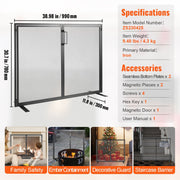 Fireplace Screen 1 Panel with Door, Sturdy Iron Mesh Fireplace Screen, 990(L) x780(H)MM Spark Guard Cover, V952-BLMHSJY3545I44JO4V0