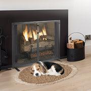 Fireplace Screen 1 Panel with Door, Sturdy Iron Mesh Fireplace Screen, 990(L) x780(H)MM Spark Guard Cover, V952-BLMHSJY3545I44JO4V0