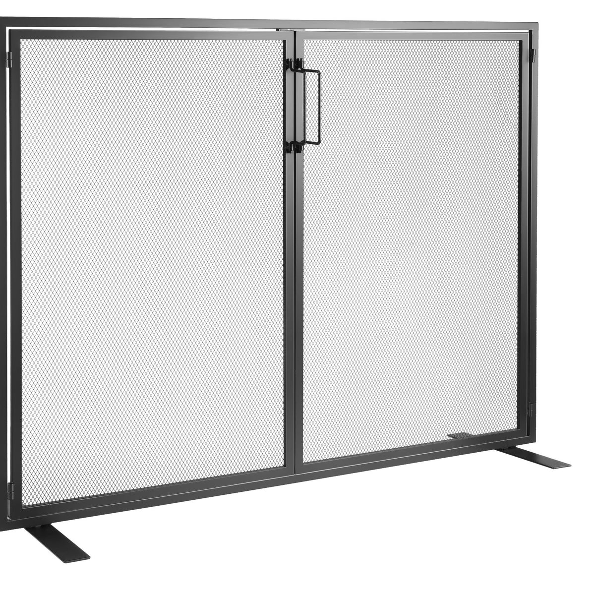Fireplace Screen 1 Panel with Door, Sturdy Iron Mesh Fireplace Screen, 990(L) x780(H)MM Spark Guard Cover, V952-BLMHSJY3545I44JO4V0