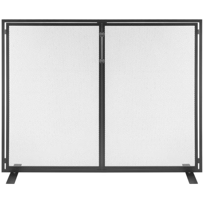 Fireplace Screen 1 Panel with Door, Sturdy Iron Mesh Fireplace Screen, 990(L) x780(H)MM Spark Guard Cover, V952-BLMHSJY3545I44JO4V0
