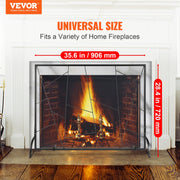 Fireplace Screen Single Panel, Sturdy Iron Mesh Fireplace Screen, 906(L) x720(H)MM Spark Guard Cover, Simple V952-BLMHSJY3545I7H0S1V0