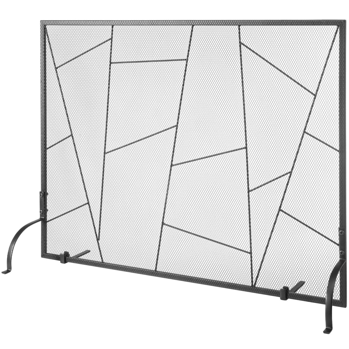 Fireplace Screen Single Panel, Sturdy Iron Mesh Fireplace Screen, 906(L) x720(H)MM Spark Guard Cover, Simple V952-BLMHSJY3545I7H0S1V0