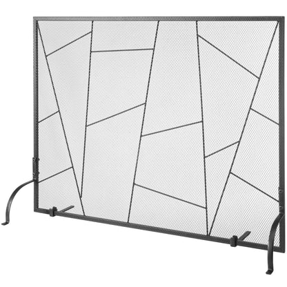 Fireplace Screen Single Panel, Sturdy Iron Mesh Fireplace Screen, 906(L) x720(H)MM Spark Guard Cover, Simple V952-BLMHSJY3545I7H0S1V0