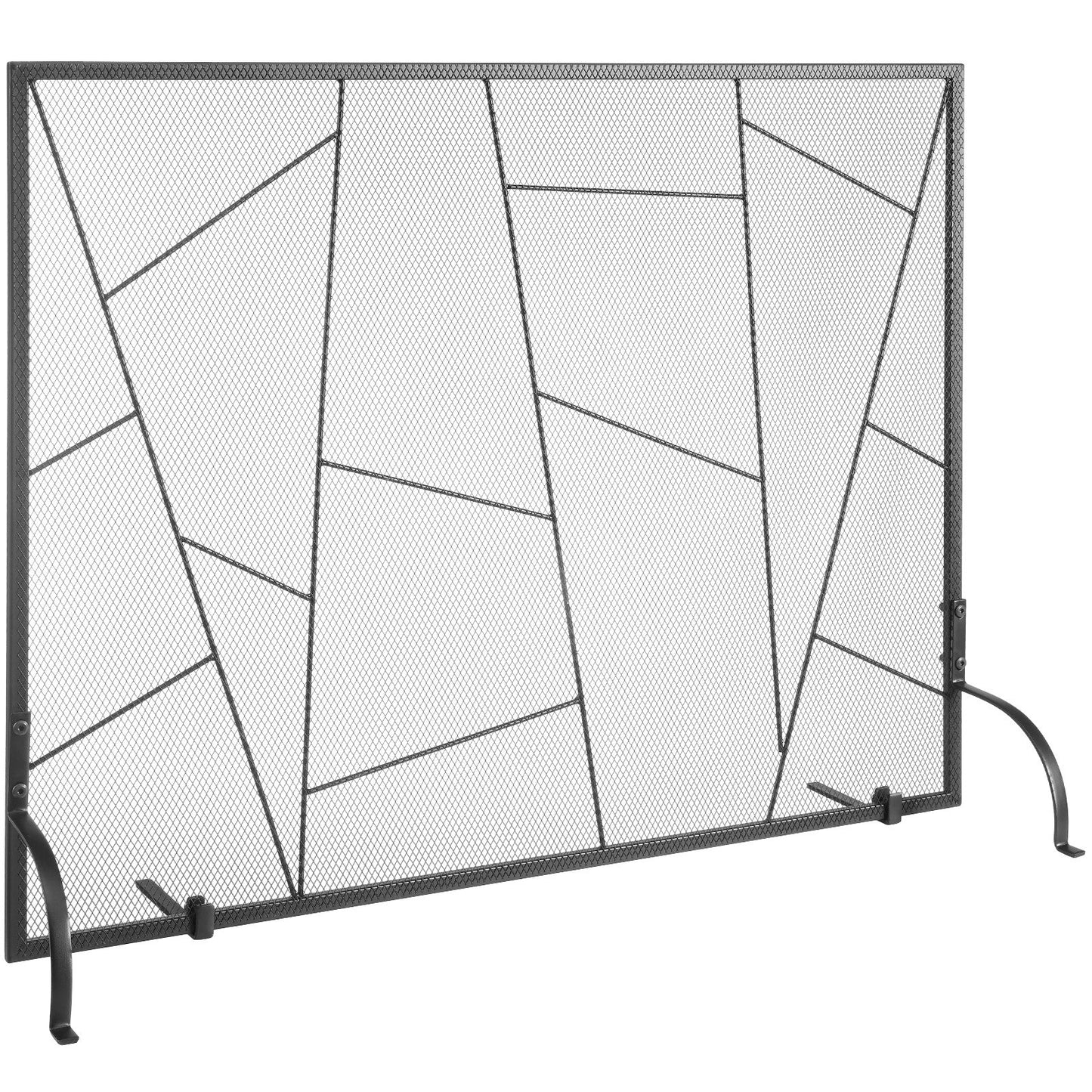 Fireplace Screen Single Panel, Sturdy Iron Mesh Fireplace Screen, 906(L) x720(H)MM Spark Guard Cover, Simple V952-BLMHSJY3545I7H0S1V0
