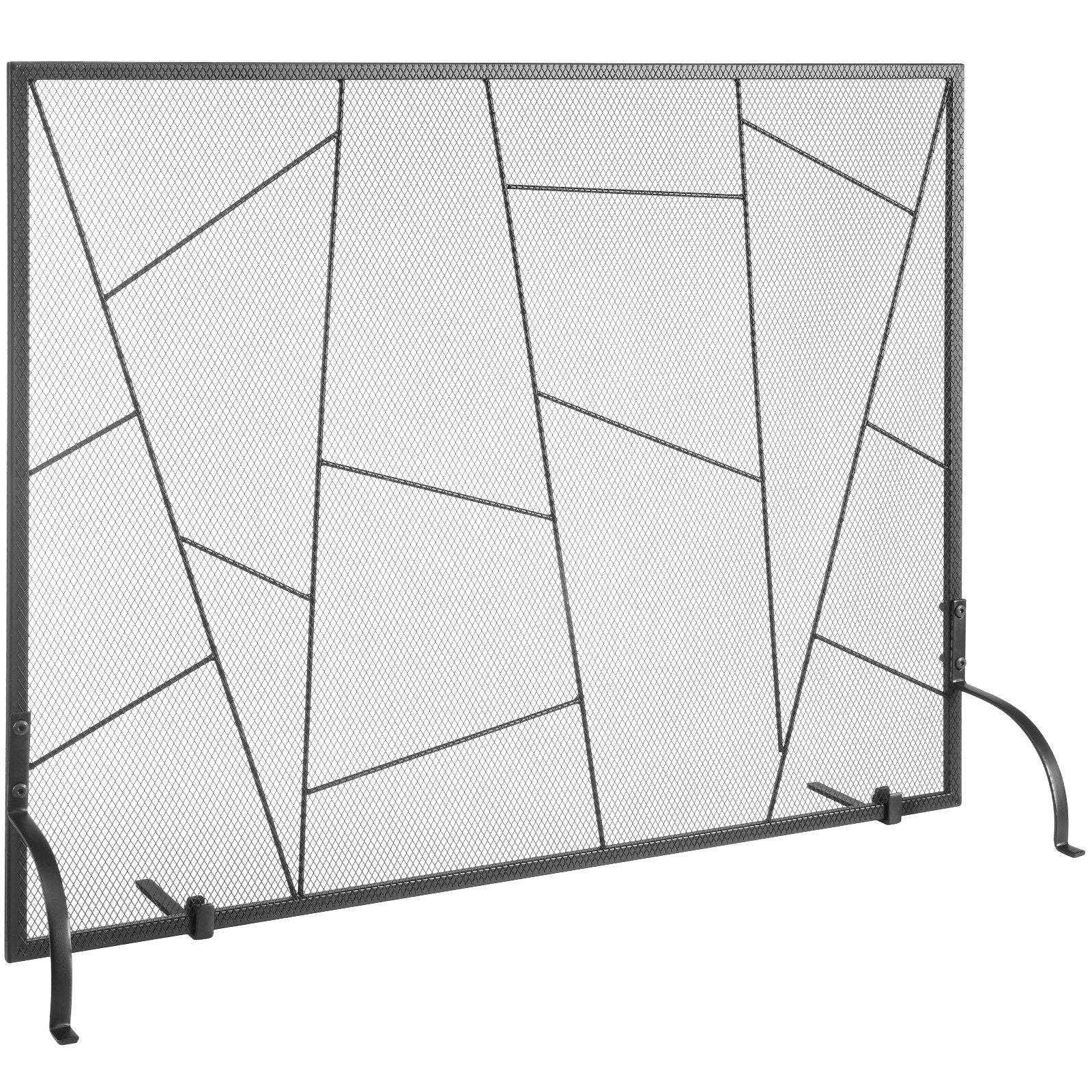 Fireplace Screen Single Panel, Sturdy Iron Mesh Fireplace Screen, 906(L) x720(H)MM Spark Guard Cover, Simple V952-BLMHSJY3545I7H0S1V0