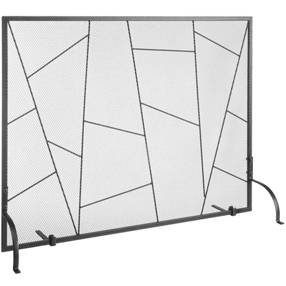 Fireplace Screen Single Panel, Sturdy Iron Mesh Fireplace Screen, 906(L) x720(H)MM Spark Guard Cover, Simple V952-BLMHSJY3545I7H0S1V0