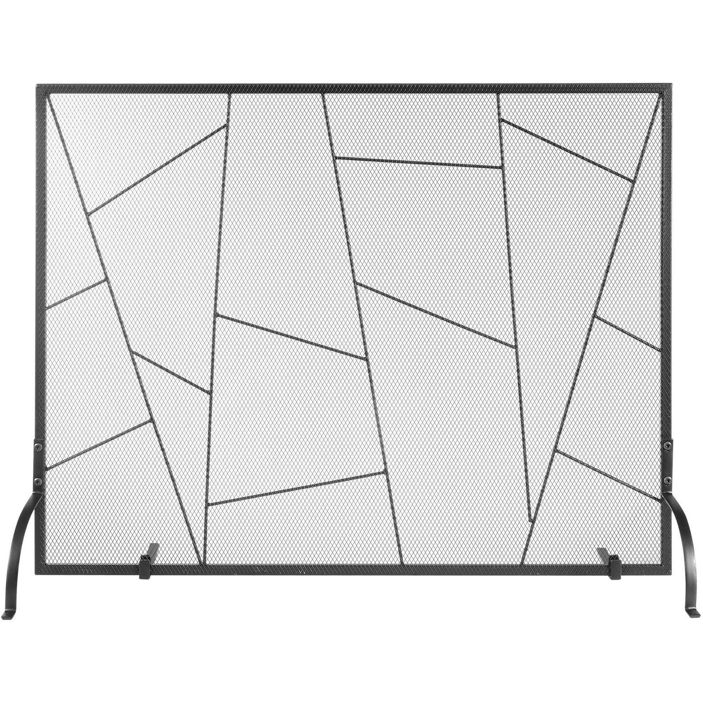 Fireplace Screen Single Panel, Sturdy Iron Mesh Fireplace Screen, 906(L) x720(H)MM Spark Guard Cover, Simple V952-BLMHSJY3545I7H0S1V0