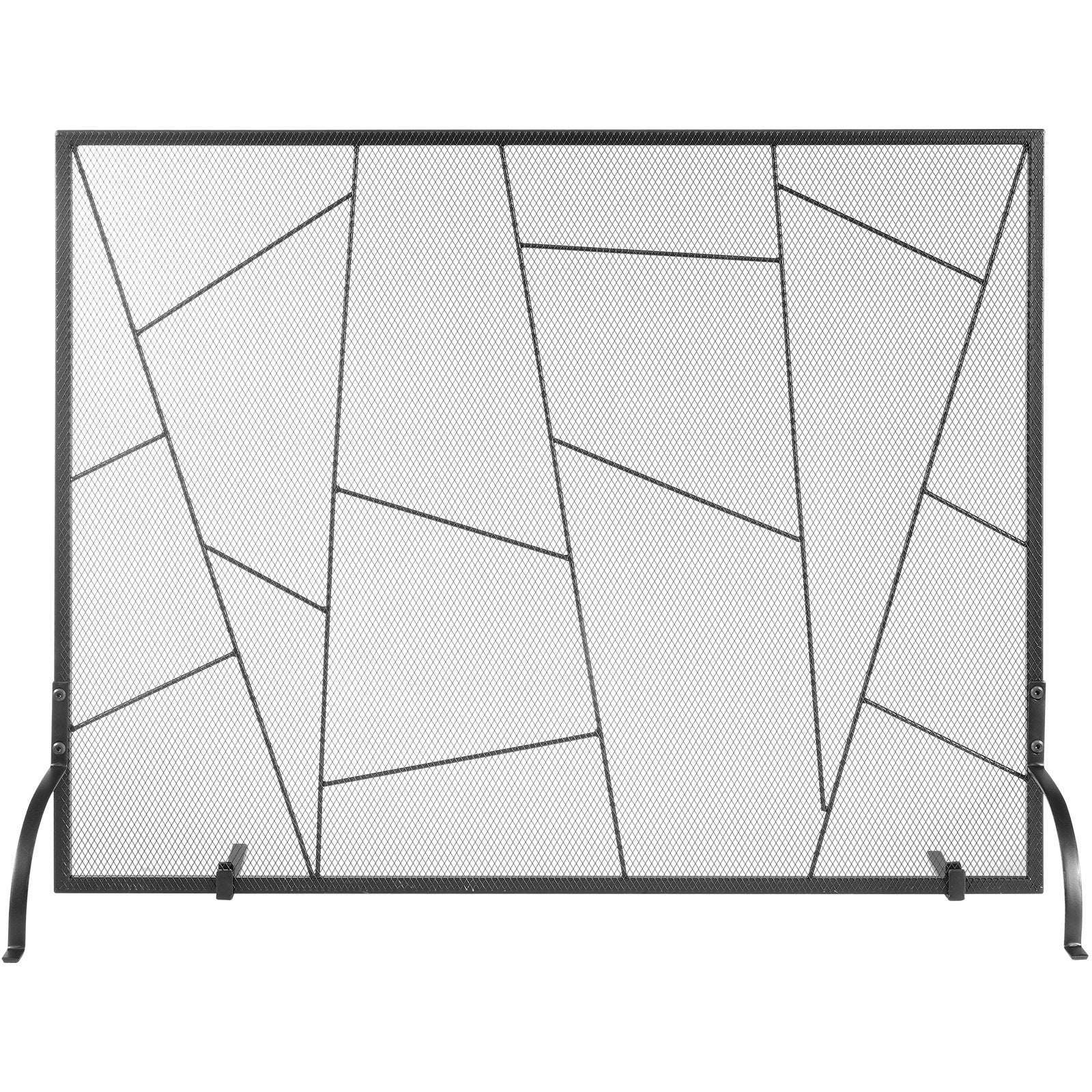 Fireplace Screen Single Panel, Sturdy Iron Mesh Fireplace Screen, 906(L) x720(H)MM Spark Guard Cover, Simple V952-BLMHSJY3545I7H0S1V0