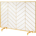 980x758MM Fireplace Screen 1-Panel Iron Mesh Spark Guard Modern Gold V952-BLMJSJY3545IAWNY0V0