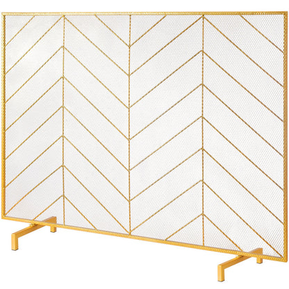 980x758MM Fireplace Screen 1-Panel Iron Mesh Spark Guard Modern Gold V952-BLMJSJY3545IAWNY0V0
