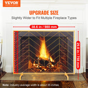 980x758MM Fireplace Screen 1-Panel Iron Mesh Spark Guard Modern Gold V952-BLMJSJY3545IAWNY0V0