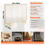 980x758MM Fireplace Screen 1-Panel Iron Mesh Spark Guard Modern Gold V952-BLMJSJY3545IAWNY0V0