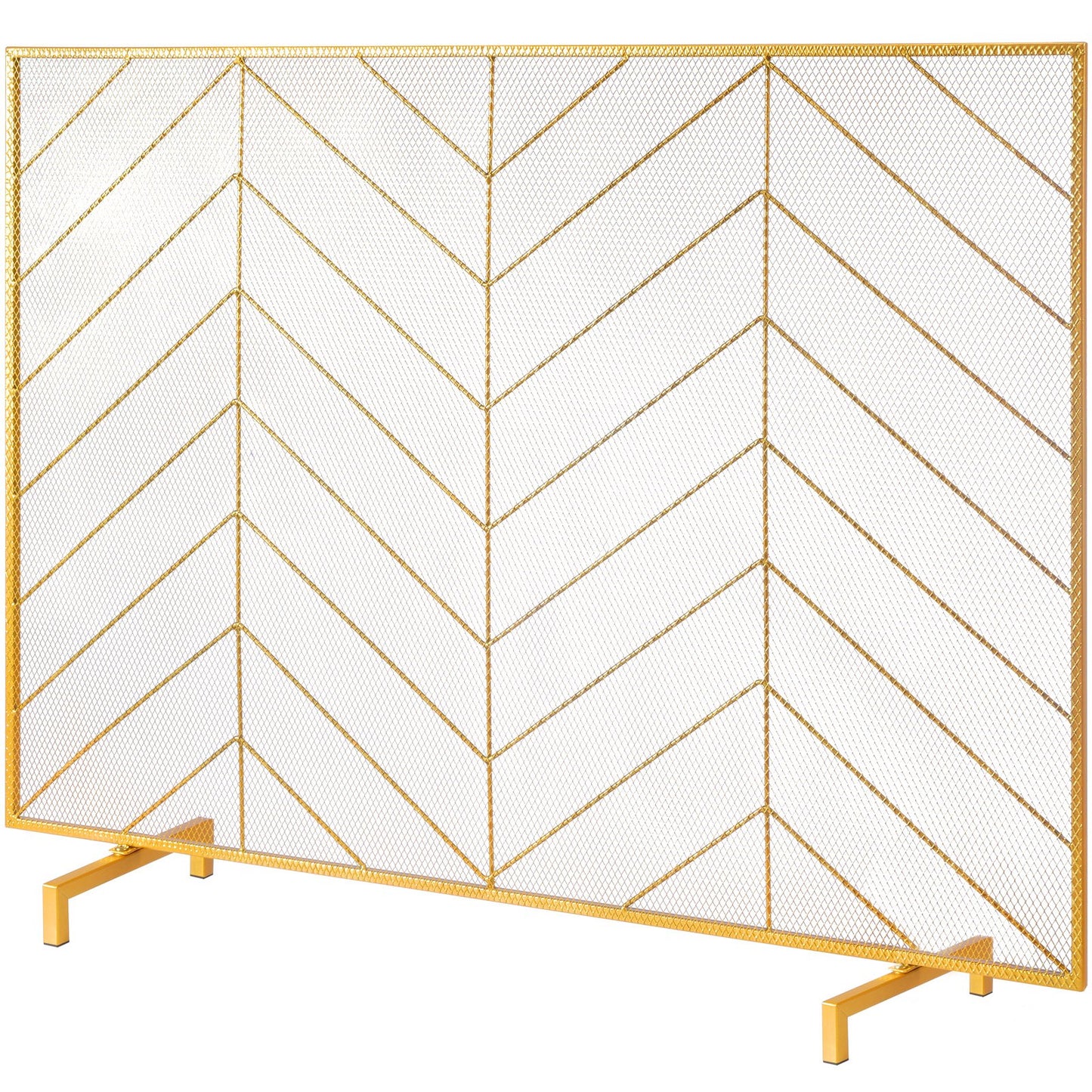 980x758MM Fireplace Screen 1-Panel Iron Mesh Spark Guard Modern Gold V952-BLMJSJY3545IAWNY0V0