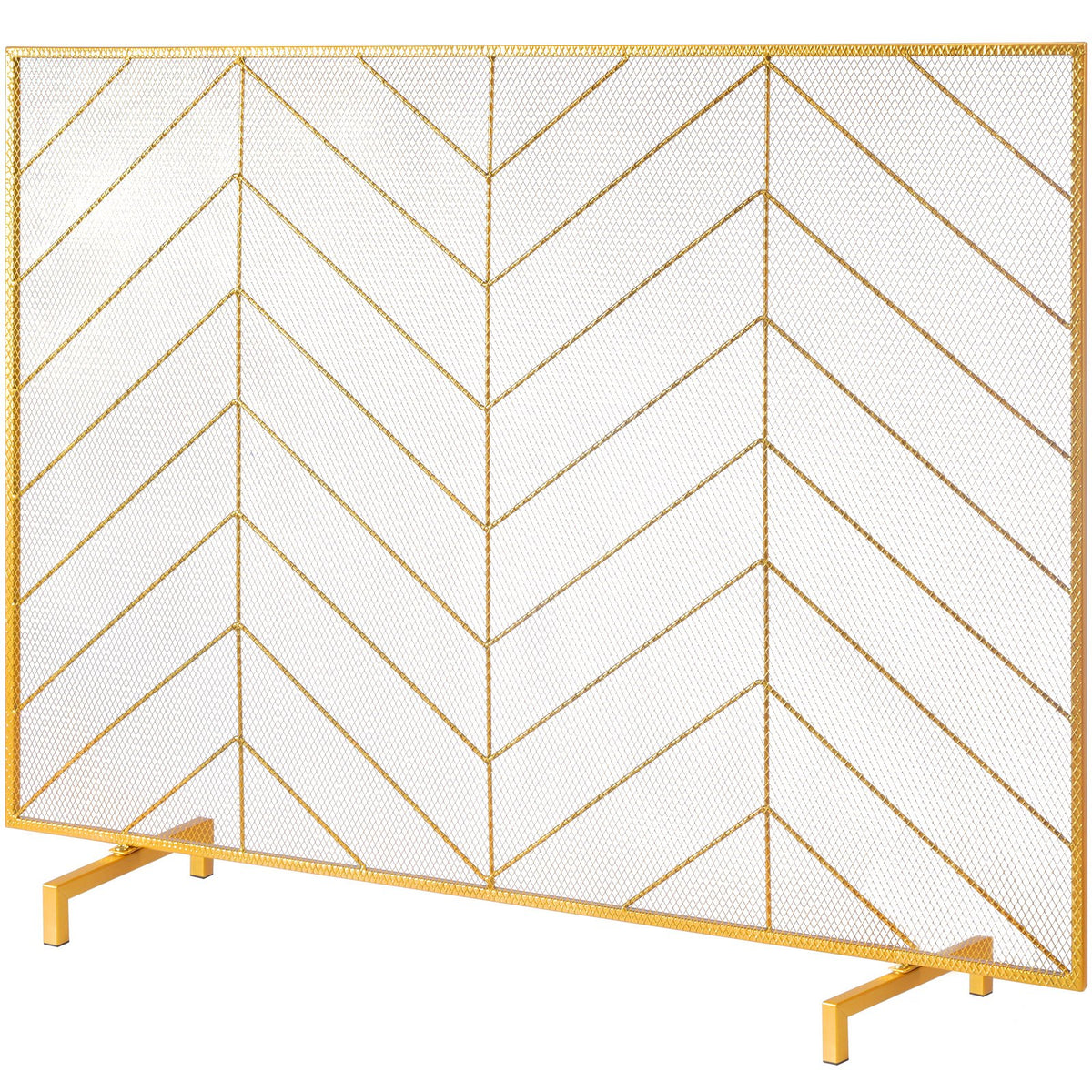 980x758MM Fireplace Screen 1-Panel Iron Mesh Spark Guard Modern Gold V952-BLMJSJY3545IAWNY0V0