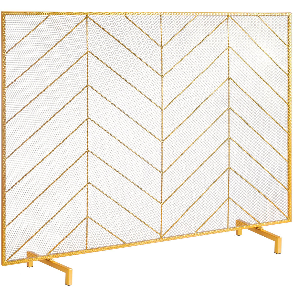 980x758MM Fireplace Screen 1-Panel Iron Mesh Spark Guard Modern Gold V952-BLMJSJY3545IAWNY0V0