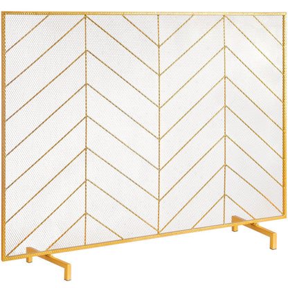 980x758MM Fireplace Screen 1-Panel Iron Mesh Spark Guard Modern Gold V952-BLMJSJY3545IAWNY0V0