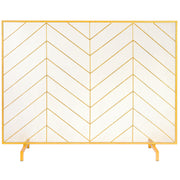 980x758MM Fireplace Screen 1-Panel Iron Mesh Spark Guard Modern Gold V952-BLMJSJY3545IAWNY0V0