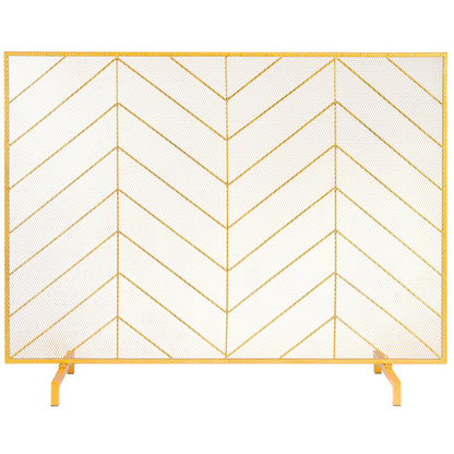 980x758MM Fireplace Screen 1-Panel Iron Mesh Spark Guard Modern Gold V952-BLMJSJY3545IAWNY0V0