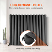 Room Divider, 8 ft x 10 ft (96 x 120inch) Portable Panel Room Divider with Wheels Curtain Divider Stand, Room V952-BLP196120INCHM4BSV0