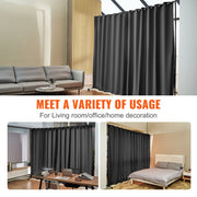 Room Divider, 8 ft x 10 ft (96 x 120inch) Portable Panel Room Divider with Wheels Curtain Divider Stand, Room V952-BLP196120INCHM4BSV0