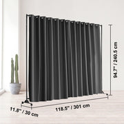 Room Divider, 8 ft x 10 ft (96 x 120inch) Portable Panel Room Divider with Wheels Curtain Divider Stand, Room V952-BLP196120INCHM4BSV0