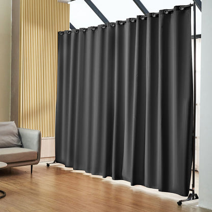 Room Divider, 8 ft x 10 ft (96 x 120inch) Portable Panel Room Divider with Wheels Curtain Divider Stand, Room V952-BLP196120INCHM4BSV0