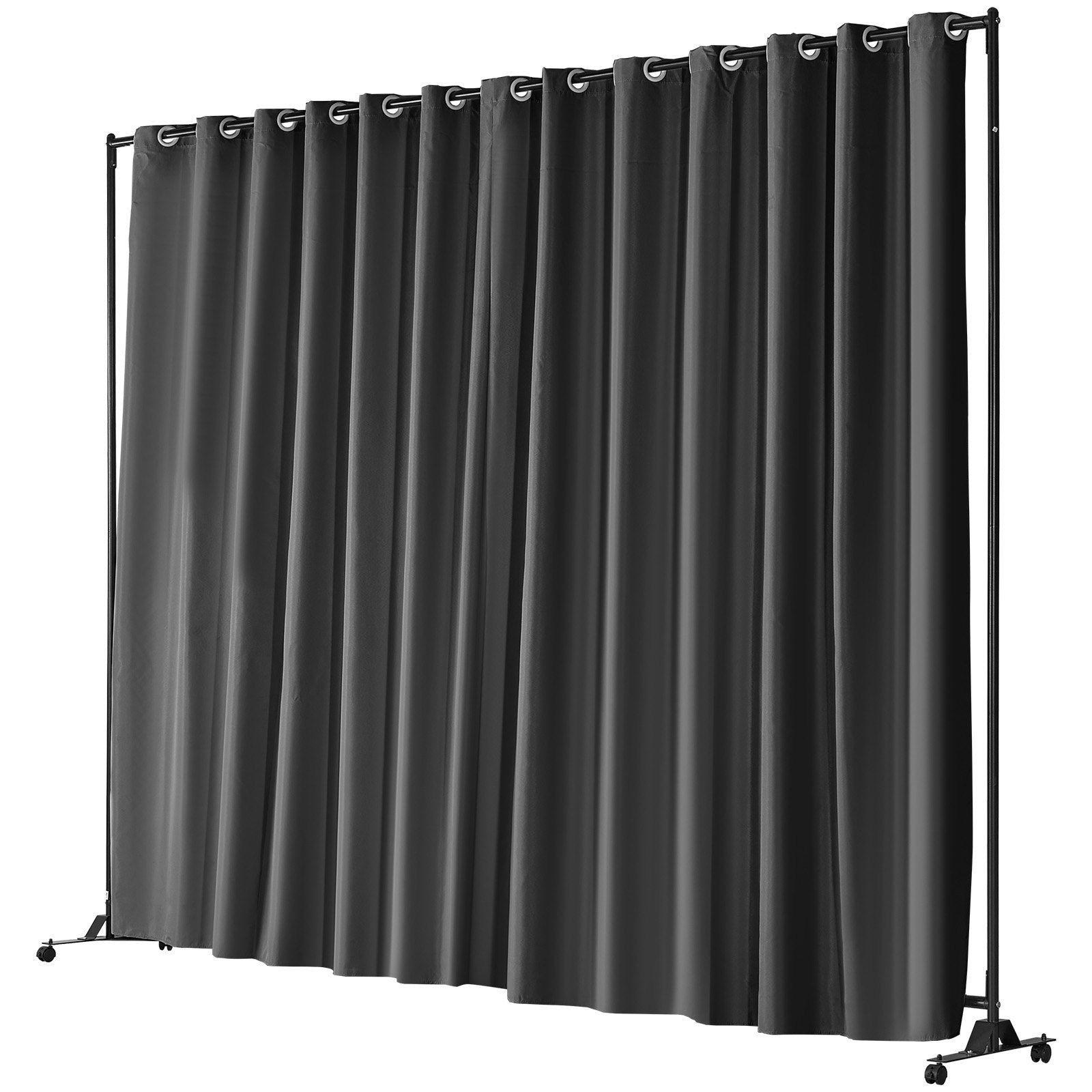 Room Divider, 8 ft x 10 ft (96 x 120inch) Portable Panel Room Divider with Wheels Curtain Divider Stand, Room V952-BLP196120INCHM4BSV0