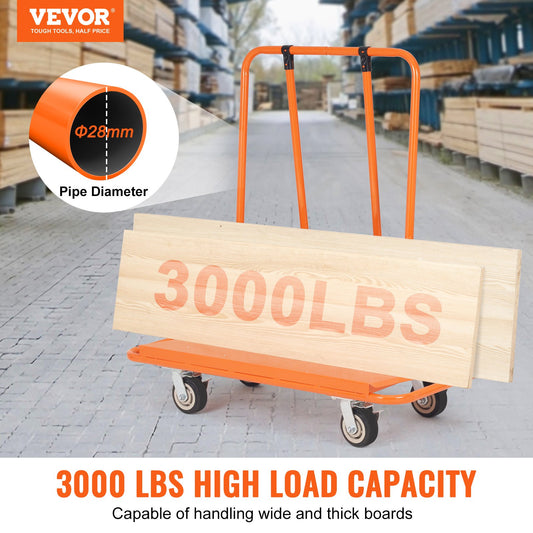 Drywall Cart, 3000 LBS Panel Dolly Cart with 45.28" x 21.8" Deck and 5" Swivel Wheels, Heavy-Duty Drywall V952-BLTCDGS000008IV4SV0