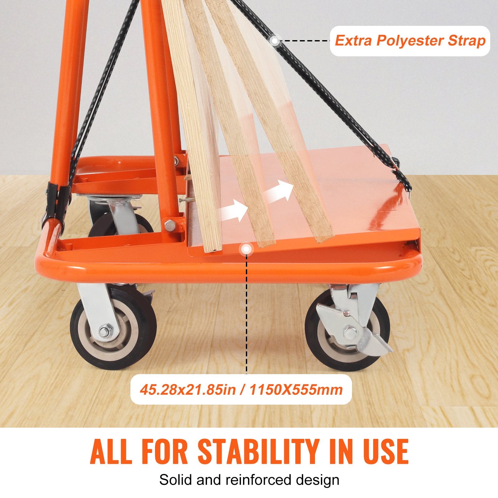 Drywall Cart, 3000 LBS Panel Dolly Cart with 45.28" x 21.8" Deck and 5" Swivel Wheels, Heavy-Duty Drywall V952-BLTCDGS000008IV4SV0