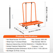 Drywall Cart, 3000 LBS Panel Dolly Cart with 45.28" x 21.8" Deck and 5" Swivel Wheels, Heavy-Duty Drywall V952-BLTCDGS000008IV4SV0