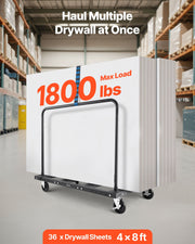 Drywall Cart Dolly, 816 kg Load Capacity, Steel Panel Truck Cart with 12.5 mm Swivel Casters, Lumber Drywall V952-BLTCHJGSGSBKHDXOC001V0