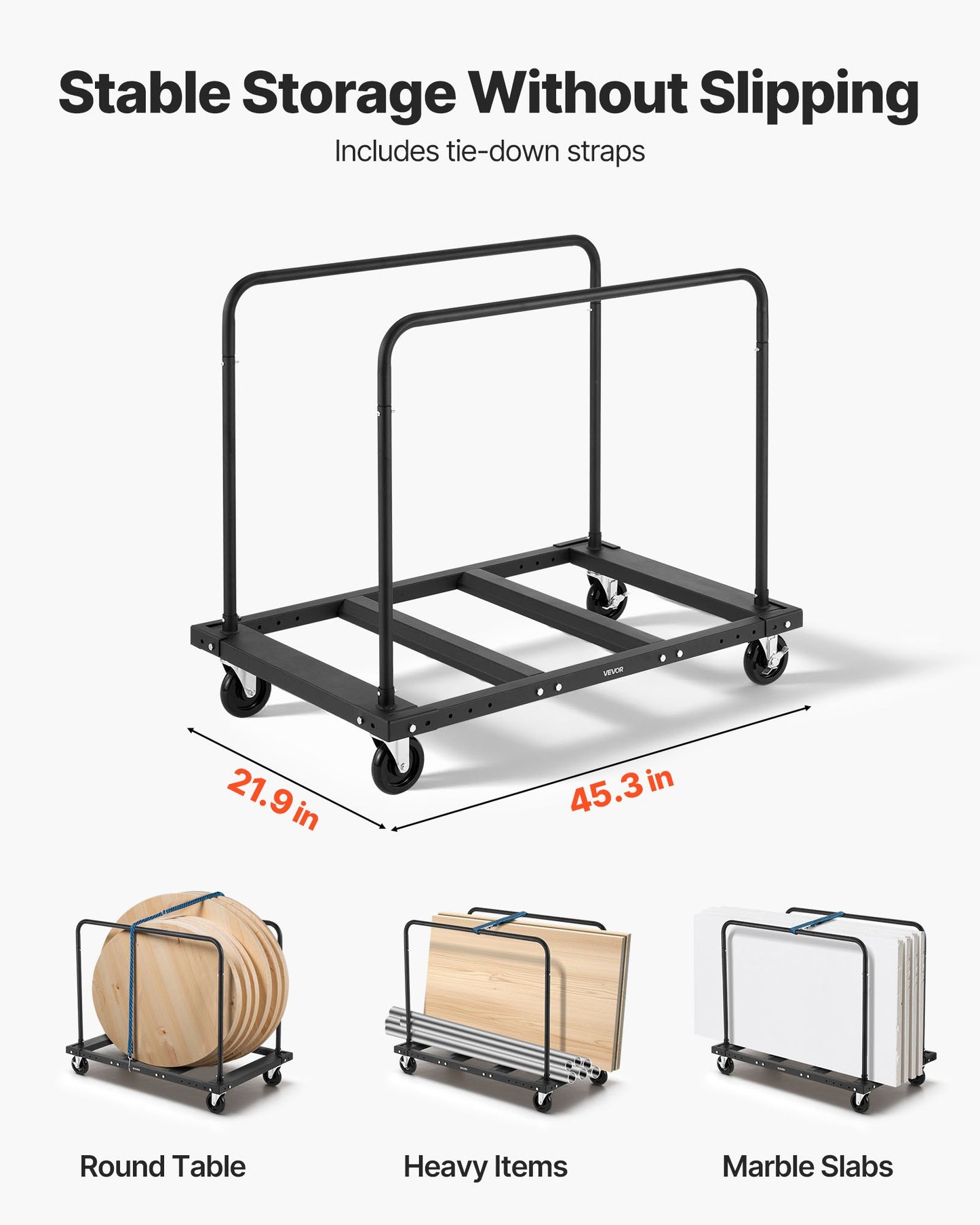 Drywall Cart Dolly, 816 kg Load Capacity, Steel Panel Truck Cart with 12.5 mm Swivel Casters, Lumber Drywall V952-BLTCHJGSGSBKHDXOC001V0