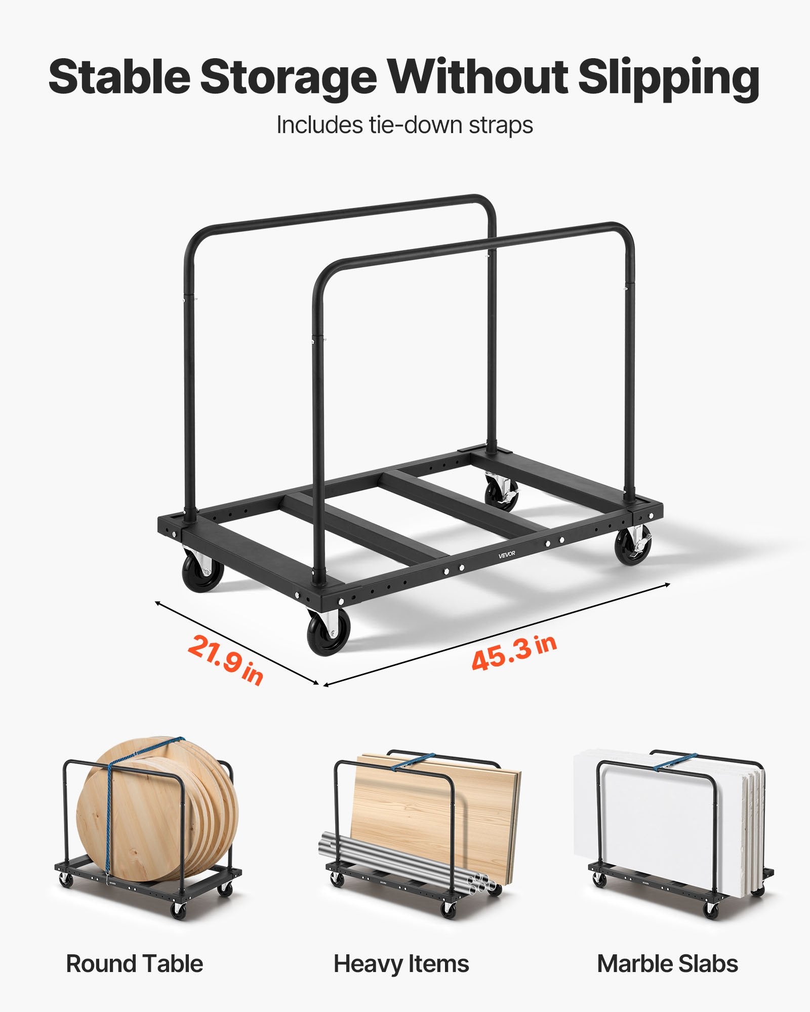 Drywall Cart Dolly, 816 kg Load Capacity, Steel Panel Truck Cart with 12.5 mm Swivel Casters, Lumber Drywall V952-BLTCHJGSGSBKHDXOC001V0