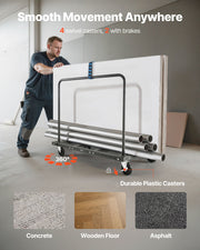 Drywall Cart Dolly, 816 kg Load Capacity, Steel Panel Truck Cart with 12.5 mm Swivel Casters, Lumber Drywall V952-BLTCHJGSGSBKHDXOC001V0